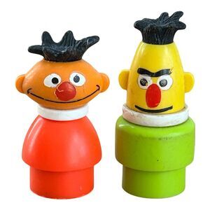 VTG Fisher Price Little People Sesame Street Lot Bert &‎ Ernie
